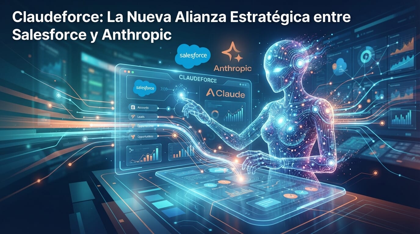 Agente de IA interactuando con datos empresariales en un entorno digital.